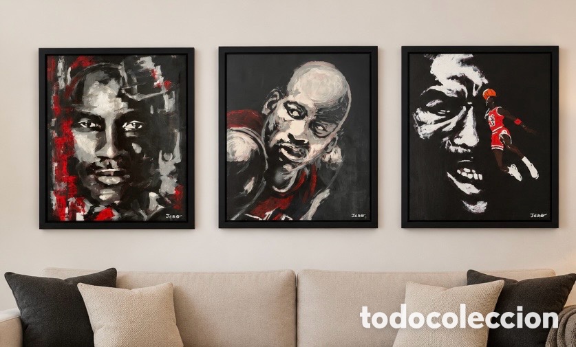 Arte: Set de 3 cuadros pintados a mano de Michael Jordan