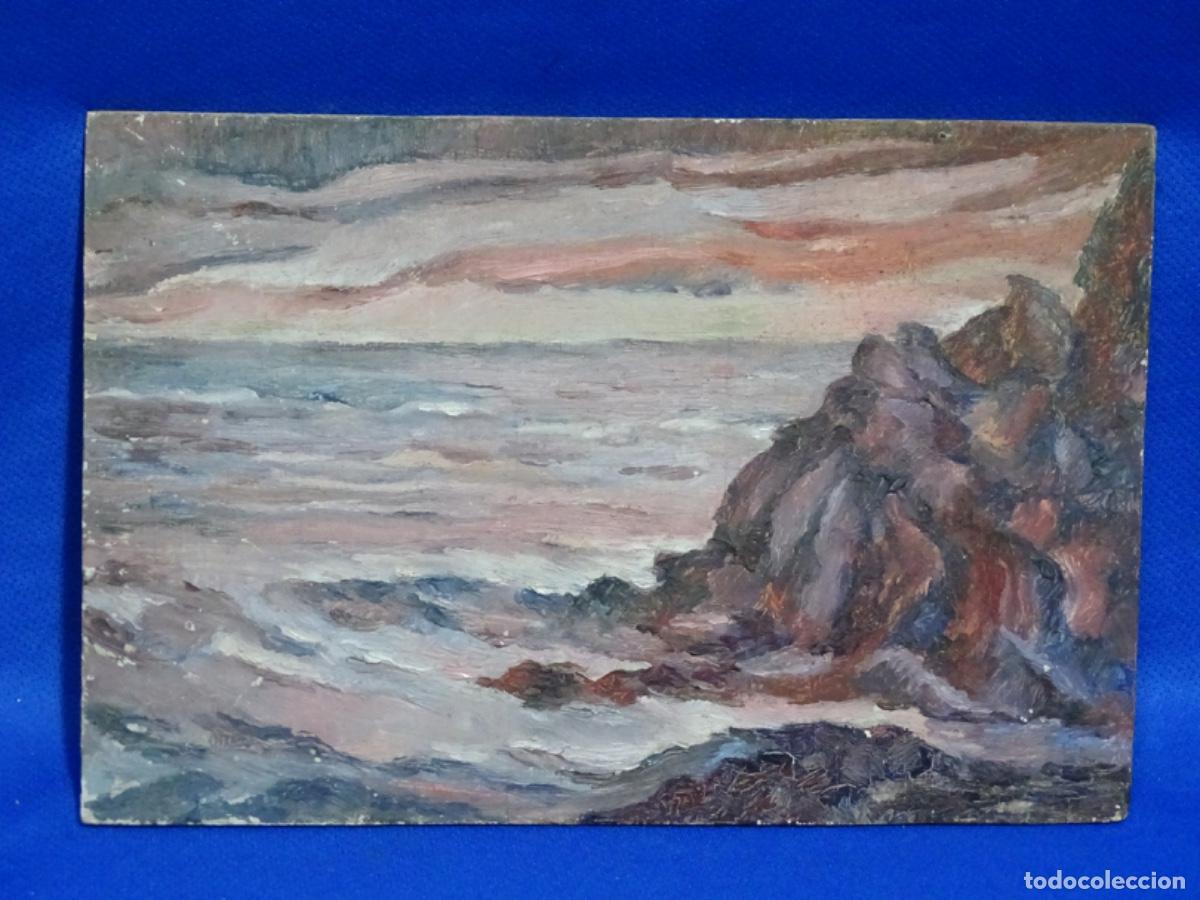 Art: &Oacute;LEO SOBRE TABLEX ANONIMO. PAISAJE COSTERO.