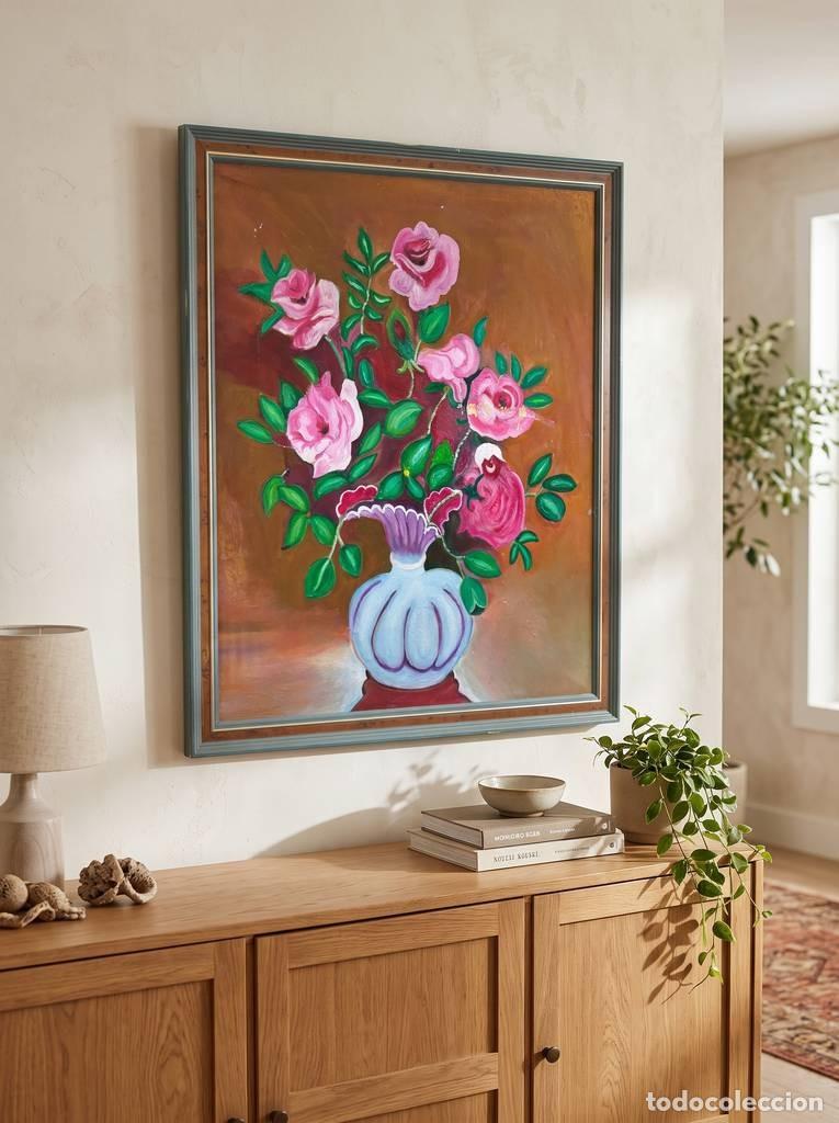 Arte: CUADRO FLORERO FLORES ROSAS