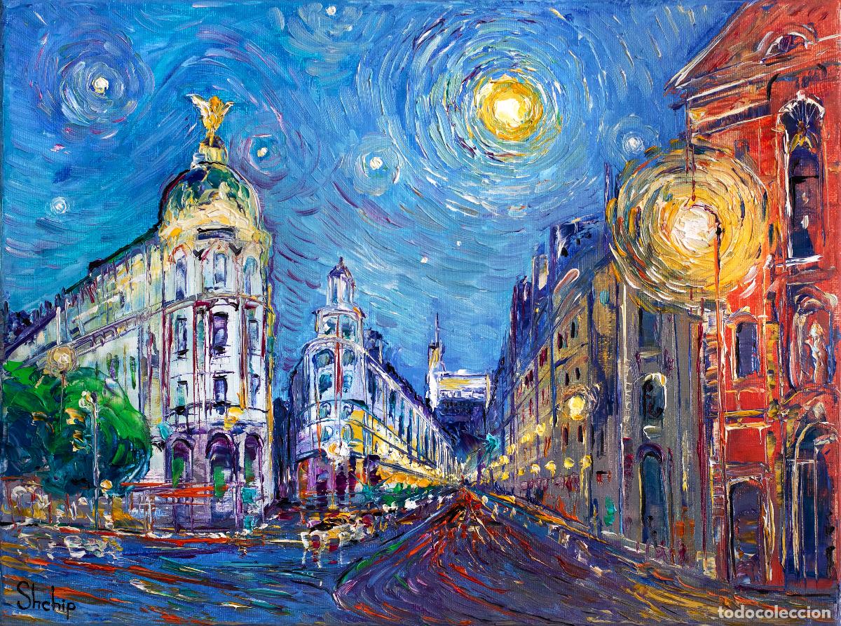Arte: Cuadro &rdquo;Lights of Madrid. Starry Night over Gran V&iacute;a&rdquo;
