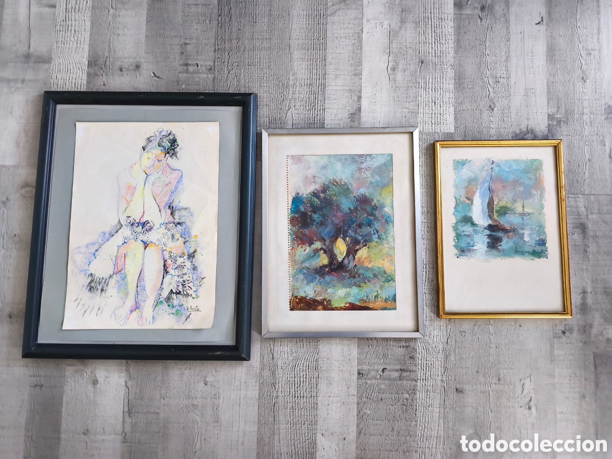 Art: Lote de 3 pintura a mano