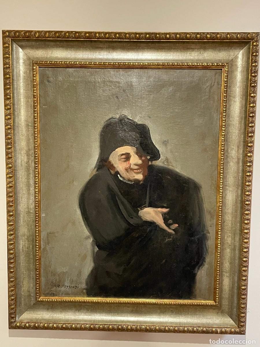 Arte: Baldomero Romero Ressendi &ndash; &Oacute;leo sobre lienzo firmado, retrato expresionista, 69 x 53 cm