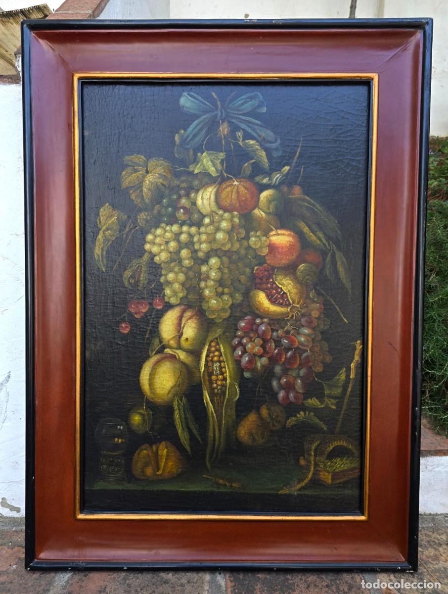 Arte: Gran Bodeg&oacute;n &ndash; Guirnalda Colgante de Frutas y Peque&ntilde;os Animales &ndash; &Oacute;leo sobre Tabla