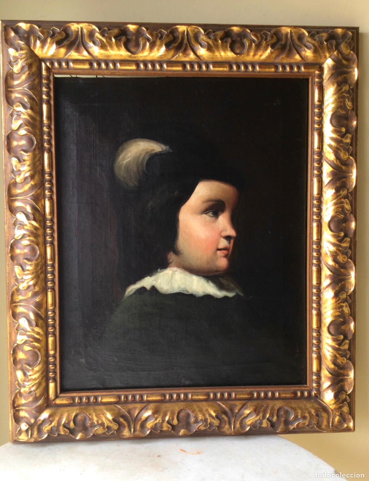 Kunst: ANTIGUO OLEO SOBRE LIENZO SIGLO XIX , RETRATO DE JOVEN ENMARCADO , FIRMADO 1861