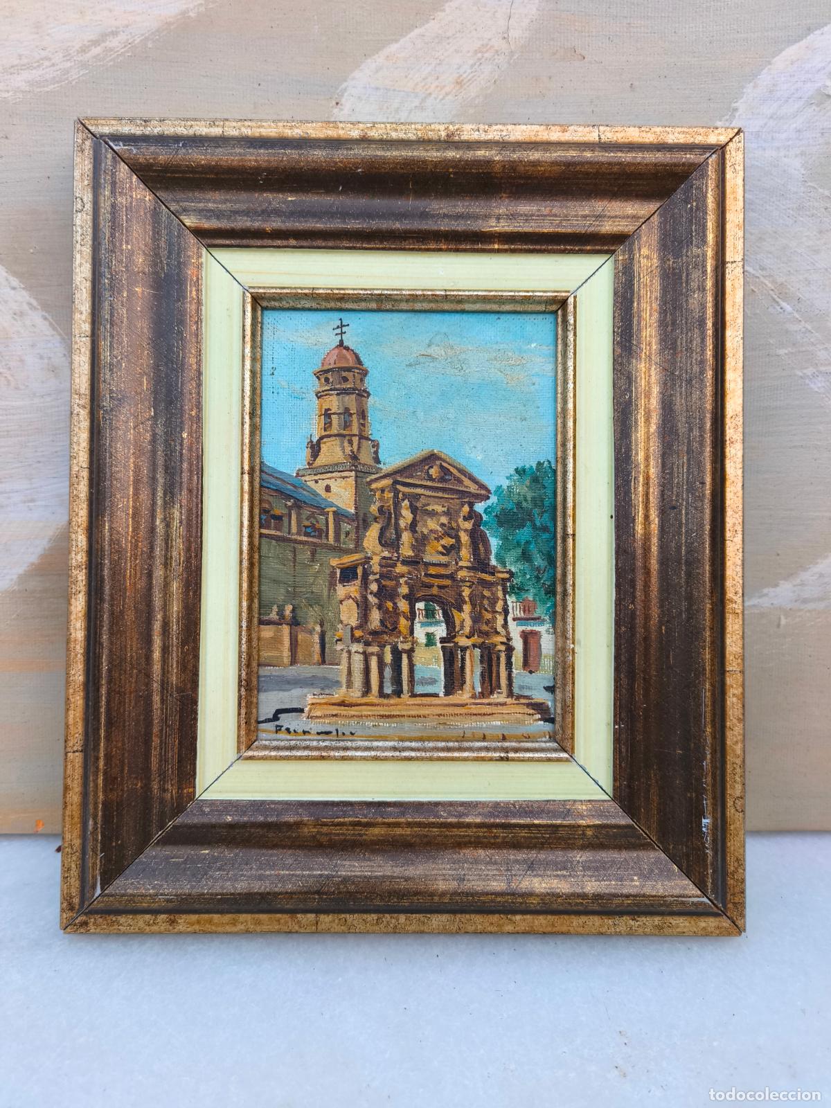 Arte: PINTURA AL OLEO SOBRE LIENZO PLAZA DE SANTA MAR&Iacute;A BAEZA.