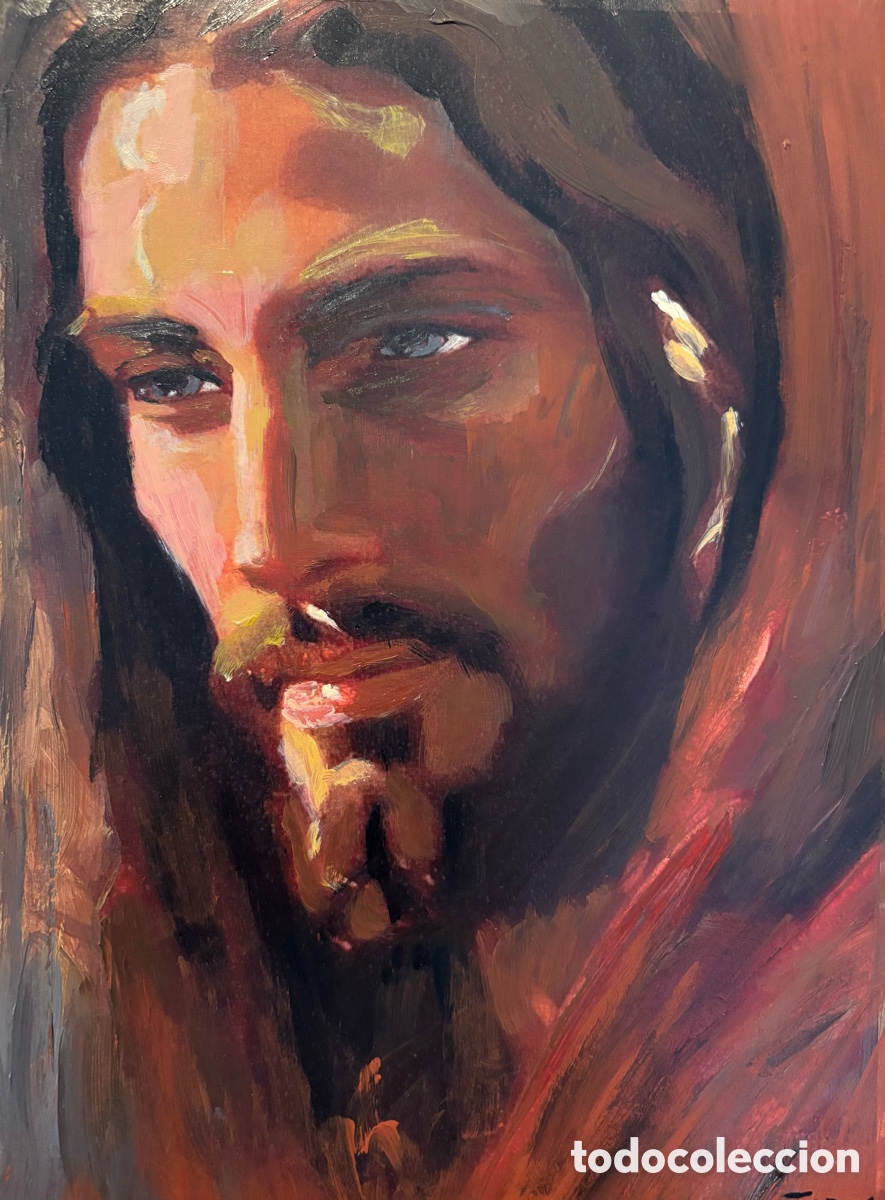 Arte: Cuadro de Jes&uacute;s pintado a mano en acr&iacute;lico - Foto 2