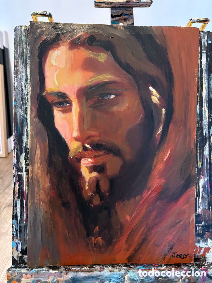 Arte: Cuadro de Jes&uacute;s pintado a mano en acr&iacute;lico - Foto 3
