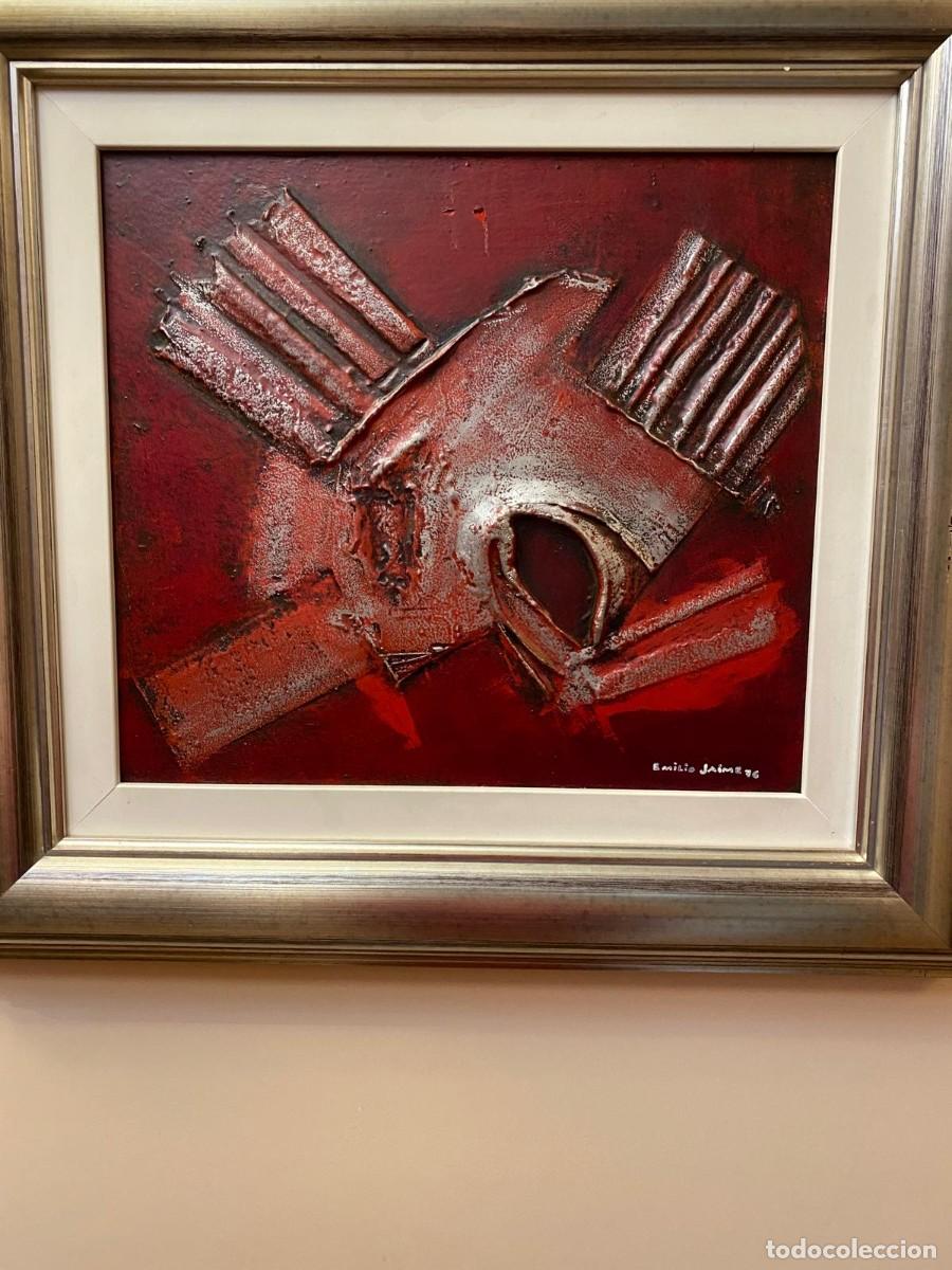 Arte: Cuadro abstracto original de Emilio Jaime (1976) - T&eacute;cnica mixta con relieve / Materia