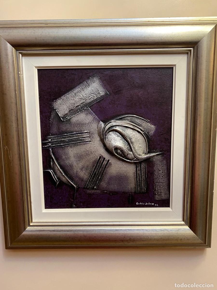 Arte: Cuadro abstracto original de Emilio Jaime - T&eacute;cnica mixta con relieve / Materia