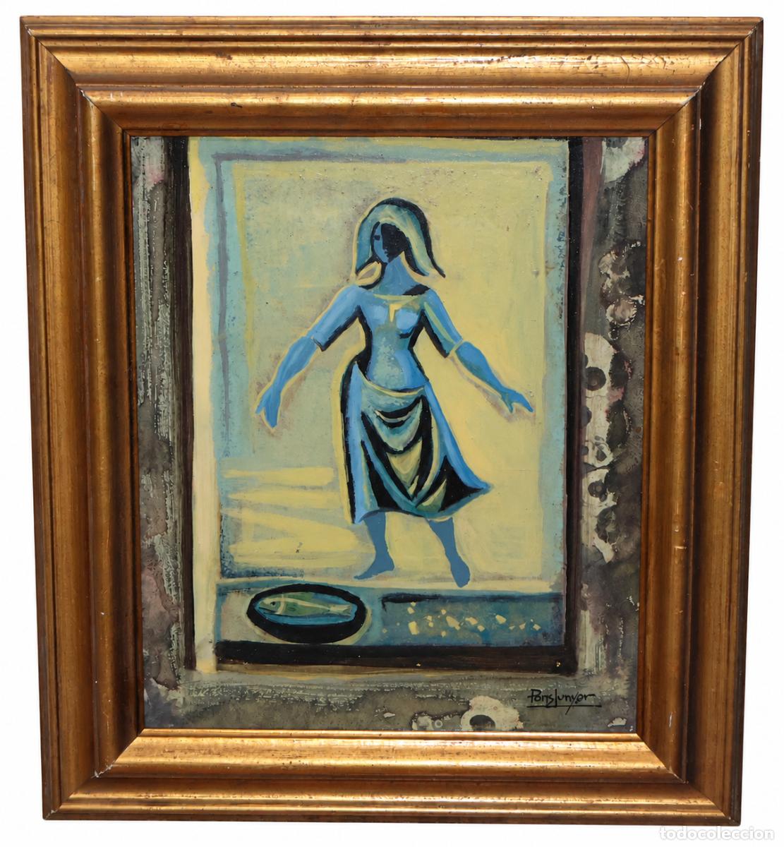 Arte: NARC&Iacute;S PONS JUNYER (La Bisbal, Gerona, 1922-2016) OLEO SOBRE TABLEX. COMPOSICION CON FIGURA