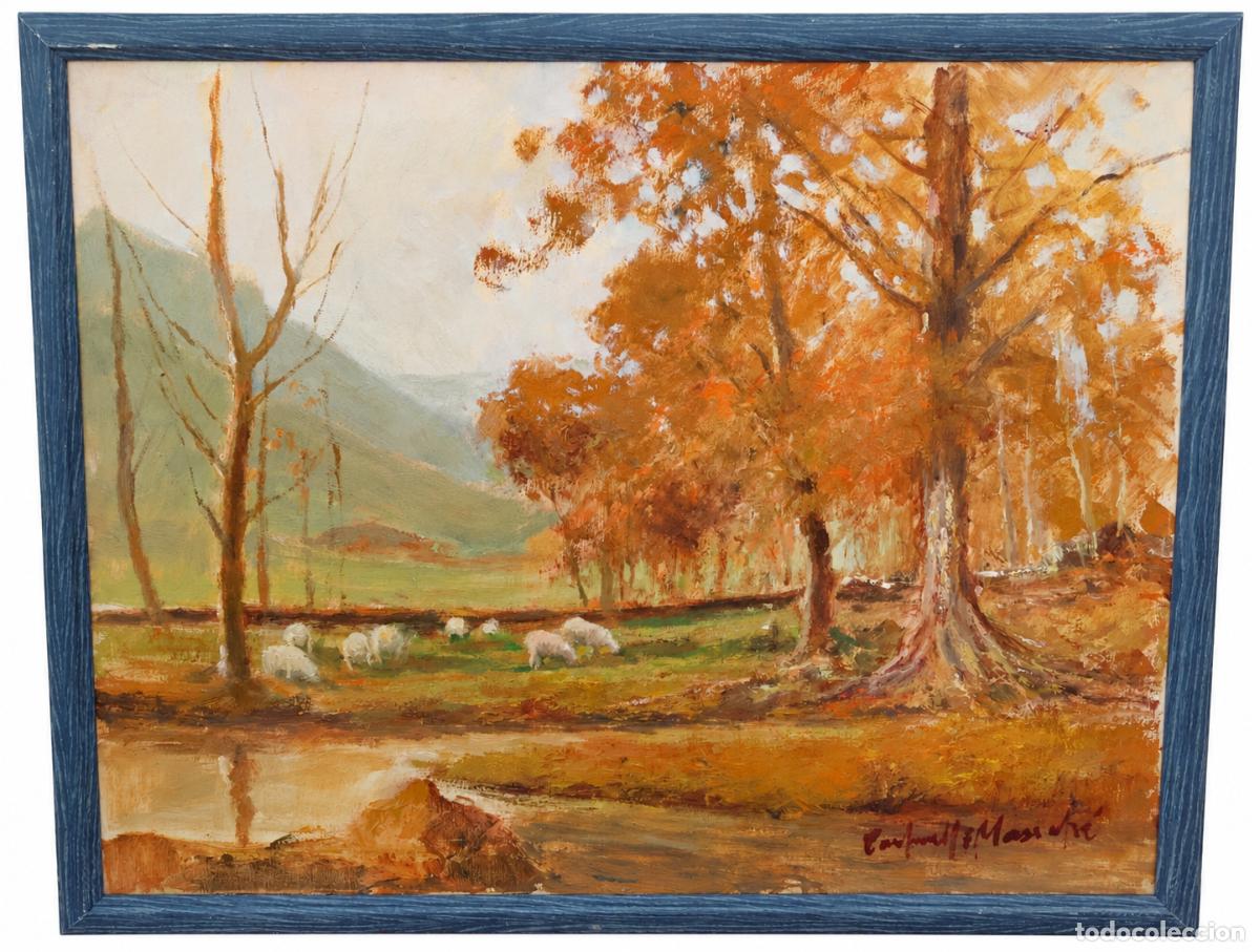 Arte: FRANCESC CABONELL MASSABE (1928) OLEO SOBRE TELA. LA MOIXINA (OLOT)