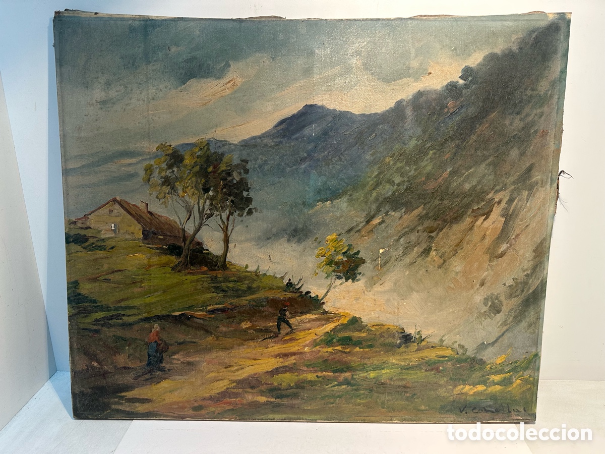Arte: JOSEP M&ordf; VILA CA&Ntilde;ELLAS (VIC, 1913 - 2001) OLEO SOBRE TELA. PAISAJE Y MASIA CATALANA. 72 X 60CM.
