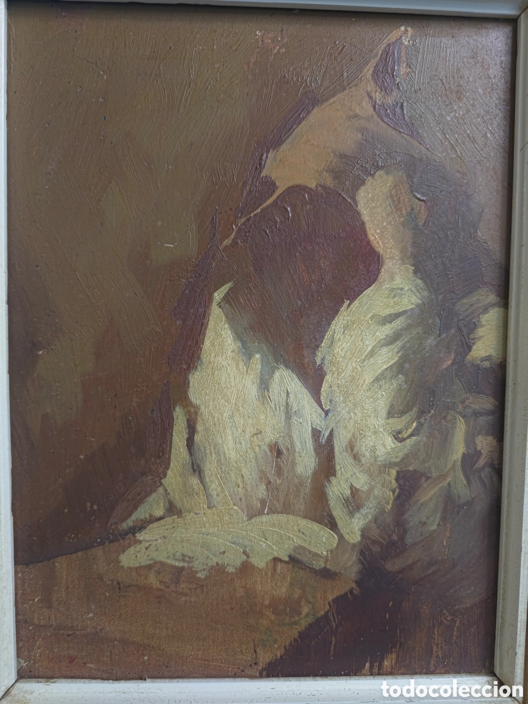 Arte: Estudio expresionista: Monje leyendo - Con gran marco barroco, S. XX