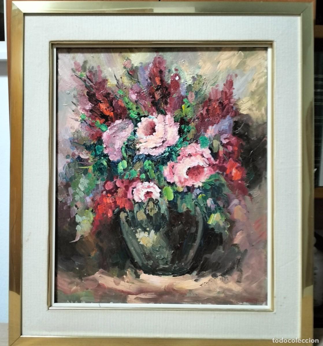 Arte: OLEO/TELA RAMO FLORAL. fdo TERESA GILI FERRANDO. (Sabadell 1943).
