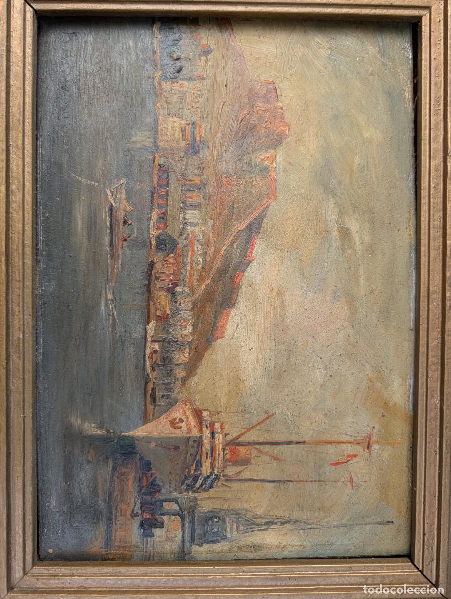 Arte: &Oacute;leo original - ANTONIO BAUTISTA BALASTEGUI (1909-1995) - Vista del Puerto de Alicante y Castillo
