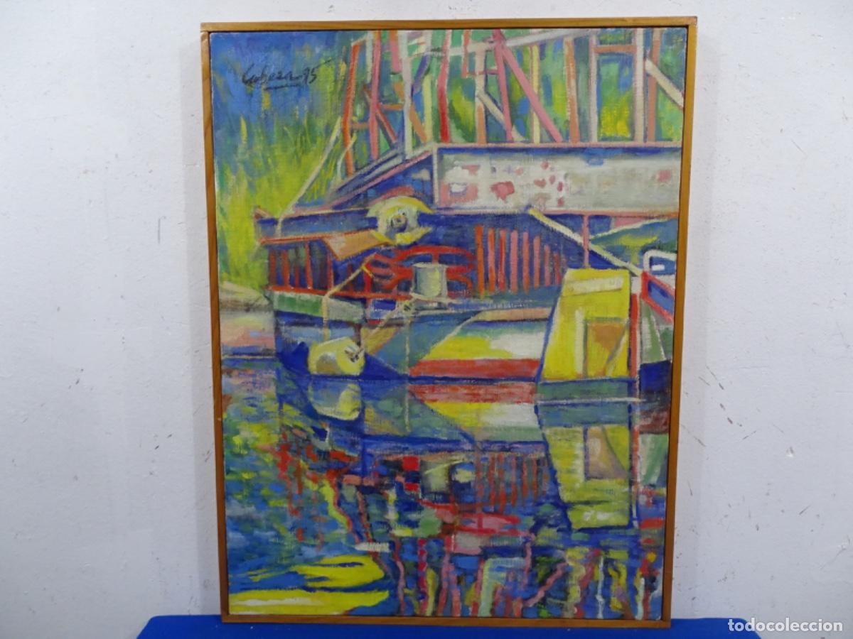 Arte: COLORIDO &Oacute;LEO SOBRE TELA FIRMADO CABEZA 95. &ldquo;REFLEJOS&rdquo;.