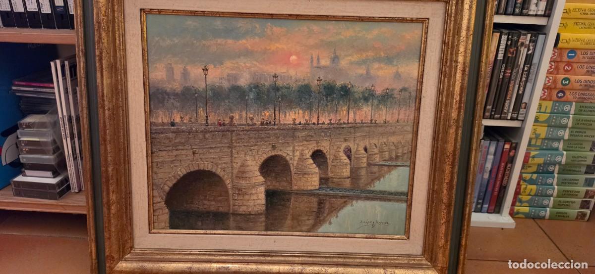 Arte: Preciosa pintura Puente sobre el Manzanares de Eugenio L&oacute;pez Berron