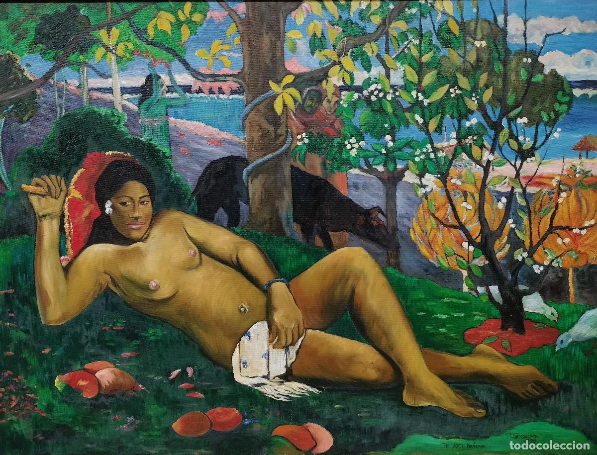 Arte: TE ARII VAHINE. A PARTIR DE PAUL GAUGUIN. LE MIROIR DES MA&Icirc;TRES. &Oacute;LEO SOBRE LIENZO, FRANCIA. XX.