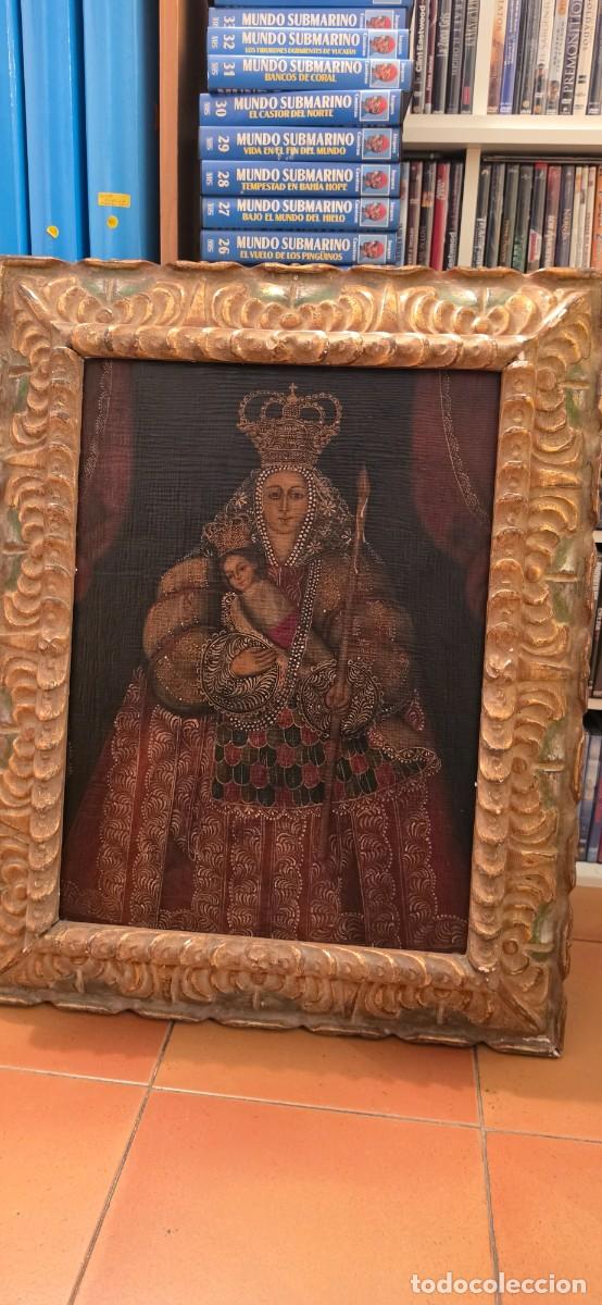 Arte: Preciosa pintura Virgen con ni&ntilde;o escuela cuzque&ntilde;a