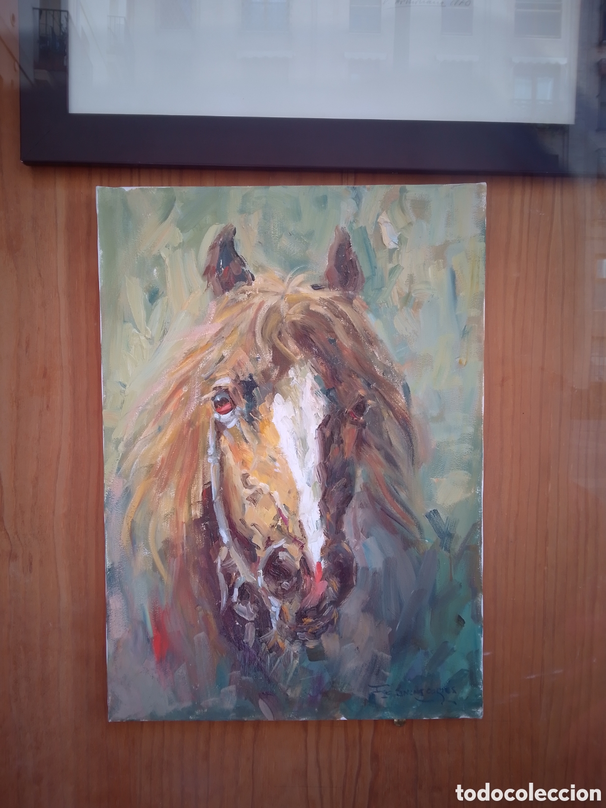 Arte: OLEO SOBRE LIENZO. 33X46 cm. ROSTRO DE CABALLO. SANCHIS CORTES, FRANCISCO.