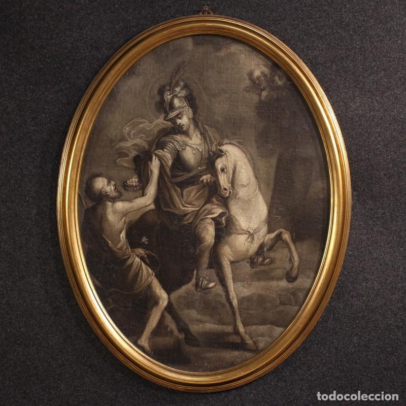 Arte: Pintura italiana antigua del siglo 18, San Mart&iacute;n a caballo.