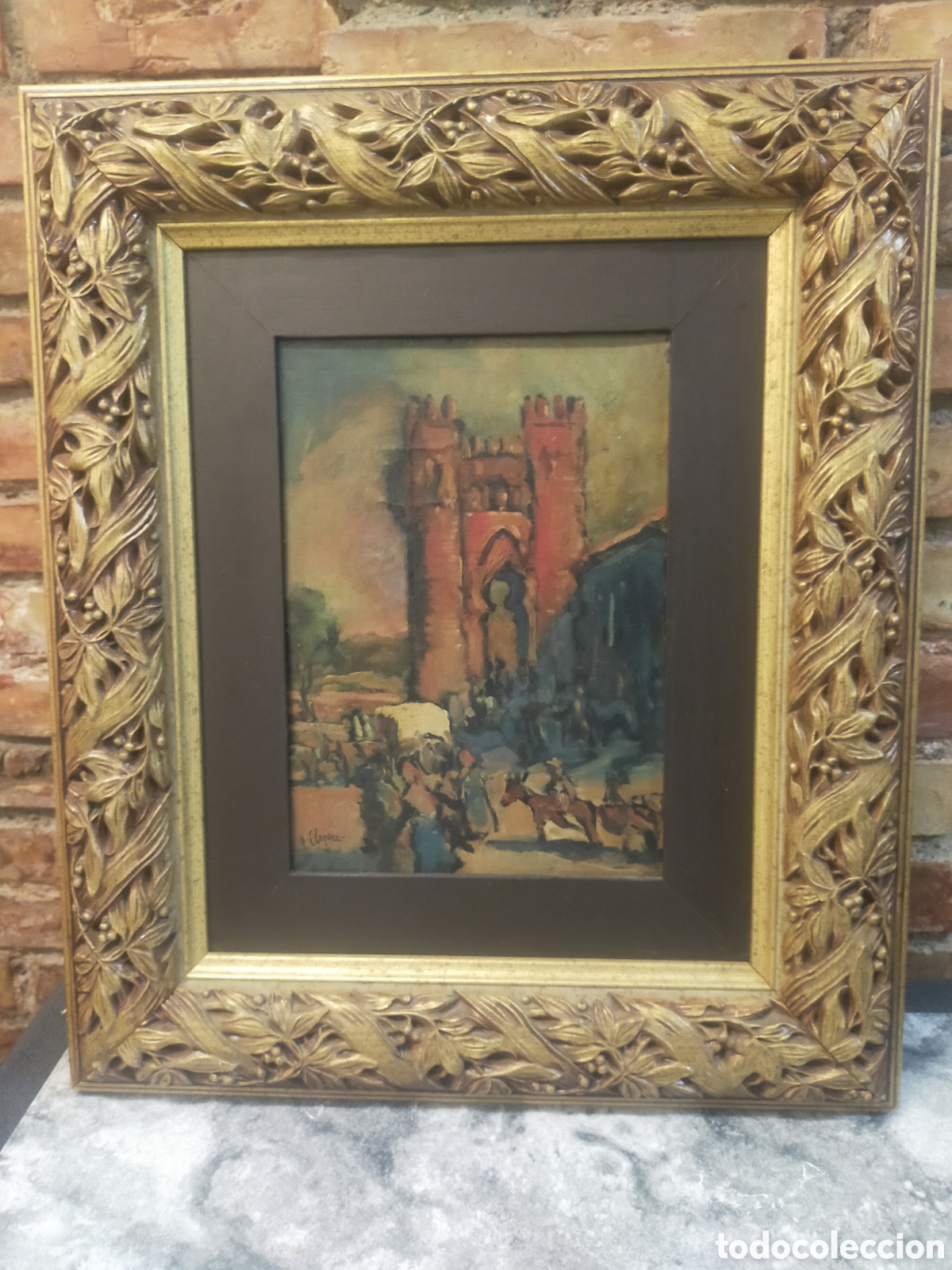 Arte: Cuadro &oacute;leo firmado P.Clapera + Marco