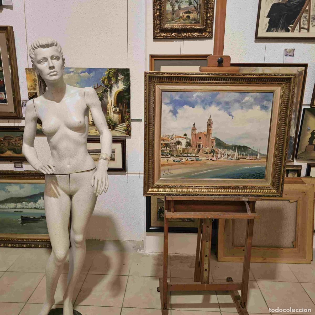 Arte: A. VALLZ CUADRO OLEO VISTA DE SITGES