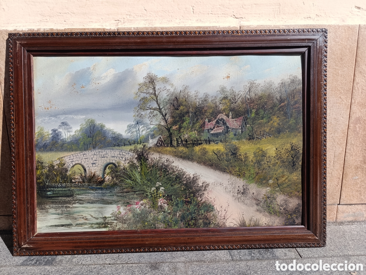 Arte: PAISAJE RURAL, OLEO SOBRE CARTON. POSIBLEMENTE INGLES. ENMARCADO