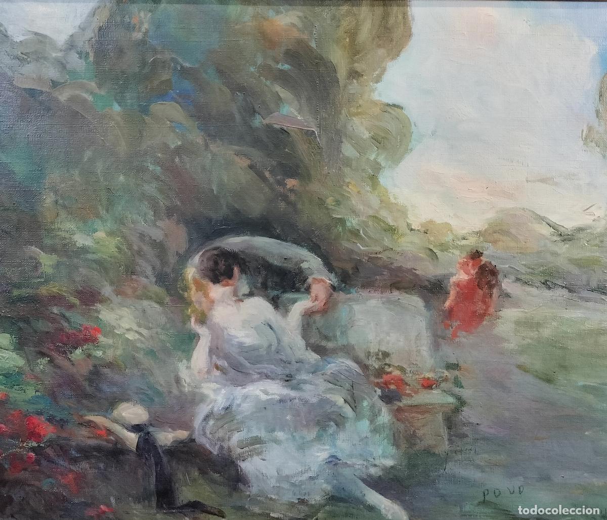 Arte: EL BESO FURTIVO. FRANCISCO POVO. &Oacute;LEO SOBRE LIENZO. ESPA&Ntilde;A. SIGLO XX.