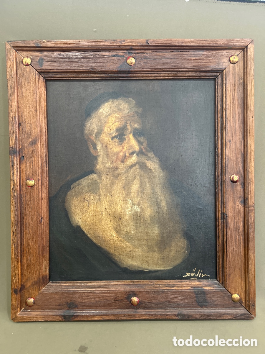Arte: &Oacute;LEO SOBRE LIENZO ANCIANO ERUDITO S.XIX FIRMADO (POR IDENTIFICAR)
