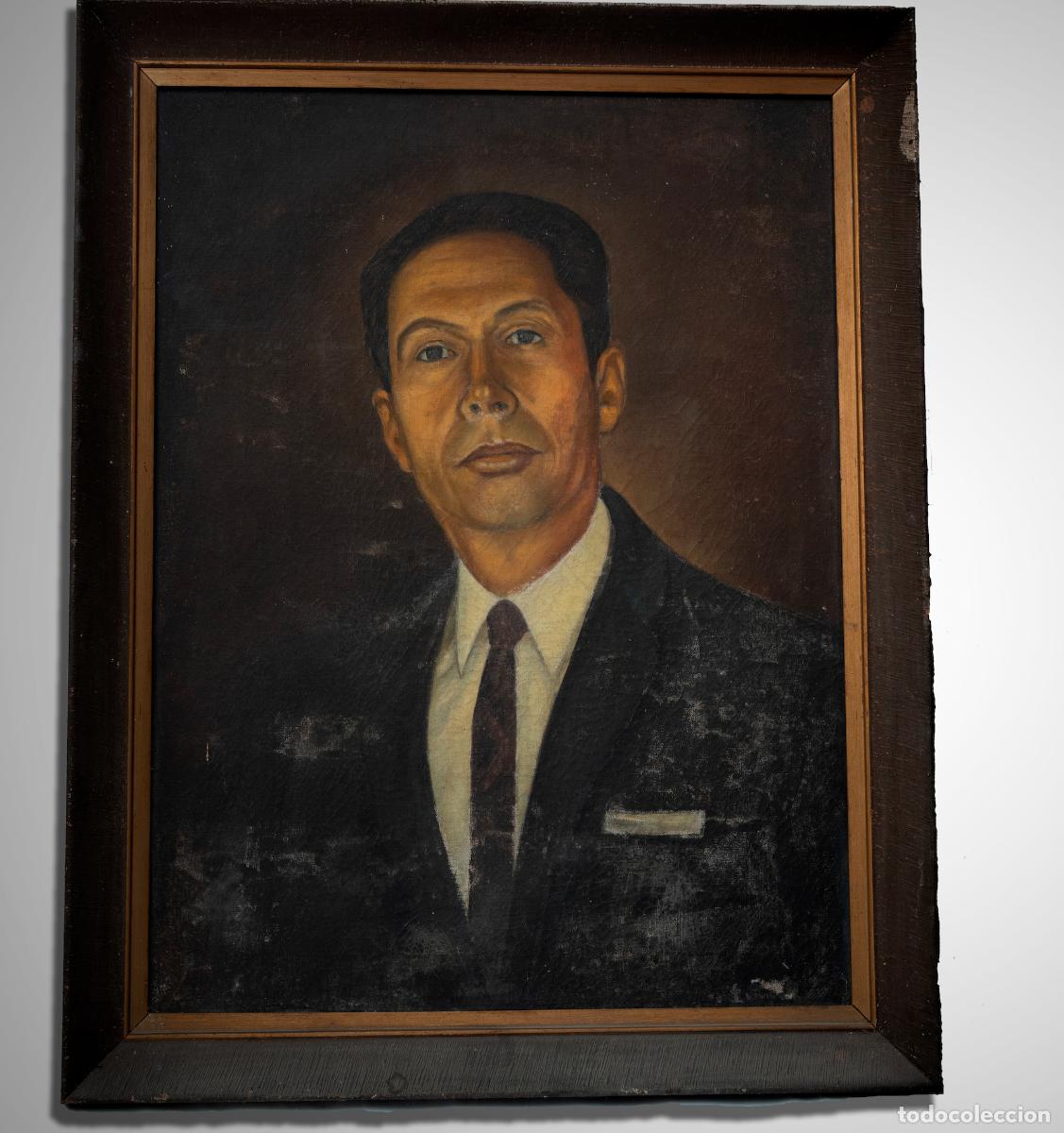 Arte: Antiguo Retrato Masculino en &Oacute;leo sobre Lienzo.