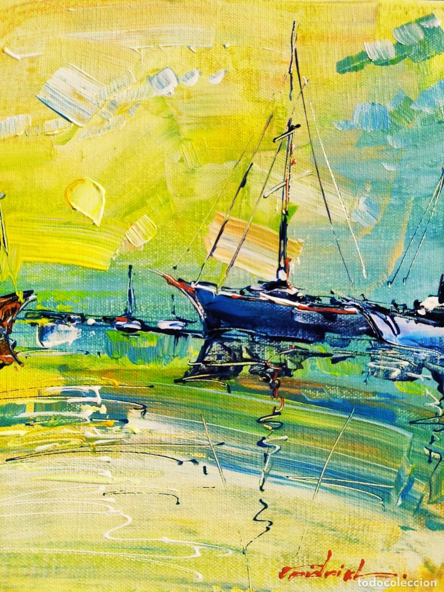 Arte: cuadro al oleo sobre lienzo ,,los barcos,, - Foto 2