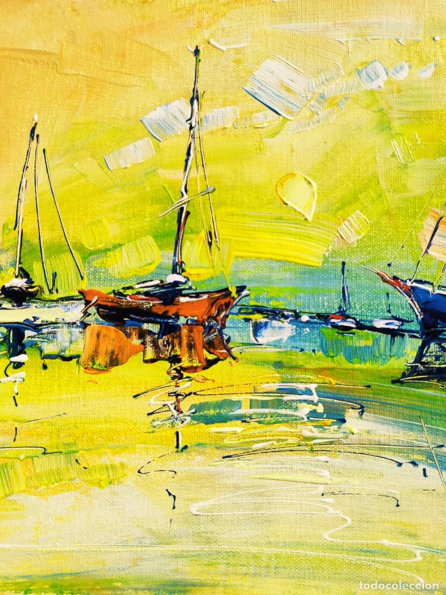 Arte: cuadro al oleo sobre lienzo ,,los barcos,, - Foto 4
