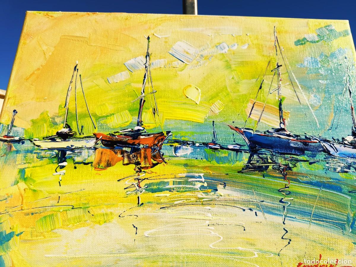 Arte: cuadro al oleo sobre lienzo ,,los barcos,, - Foto 6