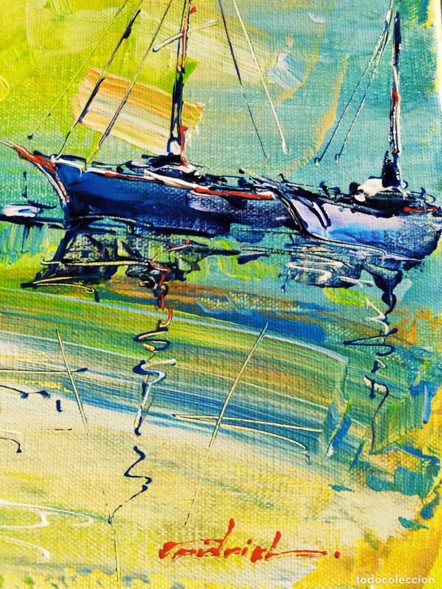Arte: cuadro al oleo sobre lienzo ,,los barcos,, - Foto 10