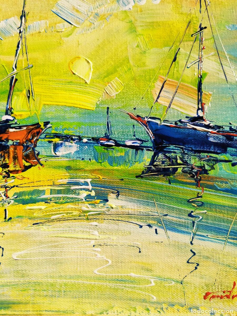 Arte: cuadro al oleo sobre lienzo ,,los barcos,, - Foto 11