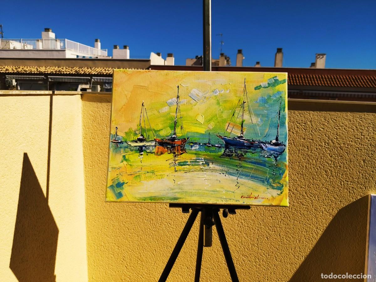 Arte: cuadro al oleo sobre lienzo ,,los barcos,, - Foto 12