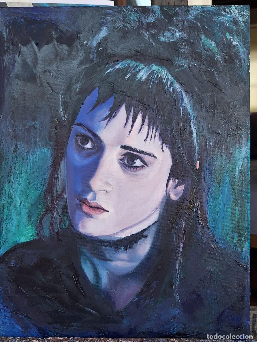 Arte: &Oacute;leo pintado a mano Winona Ryder LYDIA DEETZ
