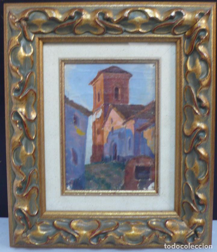 Arte: PINTURA OLEO DE FACHADAS DE PUEBLO