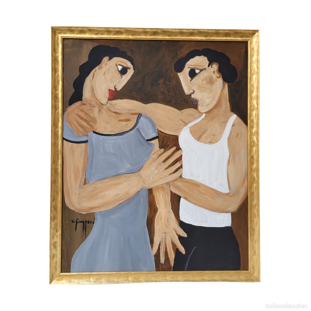 Arte: &Oacute;leo sobre lienzo &ldquo;La amistad&rdquo; Gino Ruggeri, Arte contempor&aacute;neo, s. XXI - Francia
