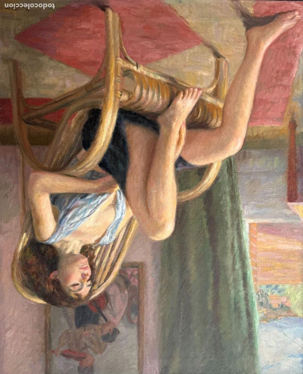 Art: Ramon Pichot Soler (1924-1996). Gran &oacute;leo de 1990. Mujer descansando. Sala Par&eacute;s. 100 &times; 81 cm