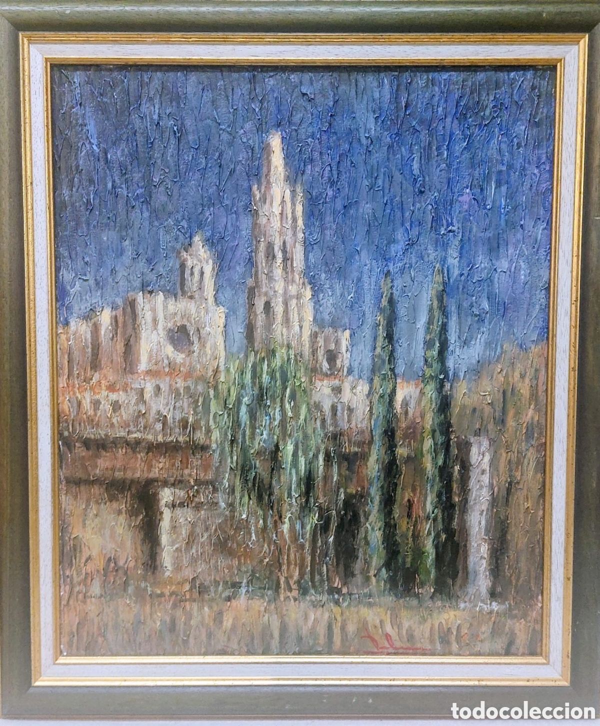 Arte: DALMAU ERNETS OLEO EN MADERA DEL 1990 MEDIDA 55X46 CATEDRAL DE GERONA TIENE MARCO