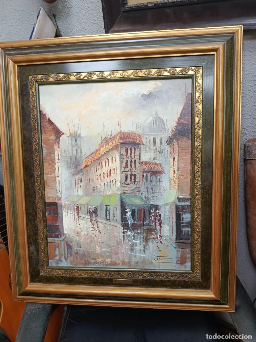 Arte: &Oacute;leo sobre lienzo, escena parisina.J Torres, a&ntilde;os 90