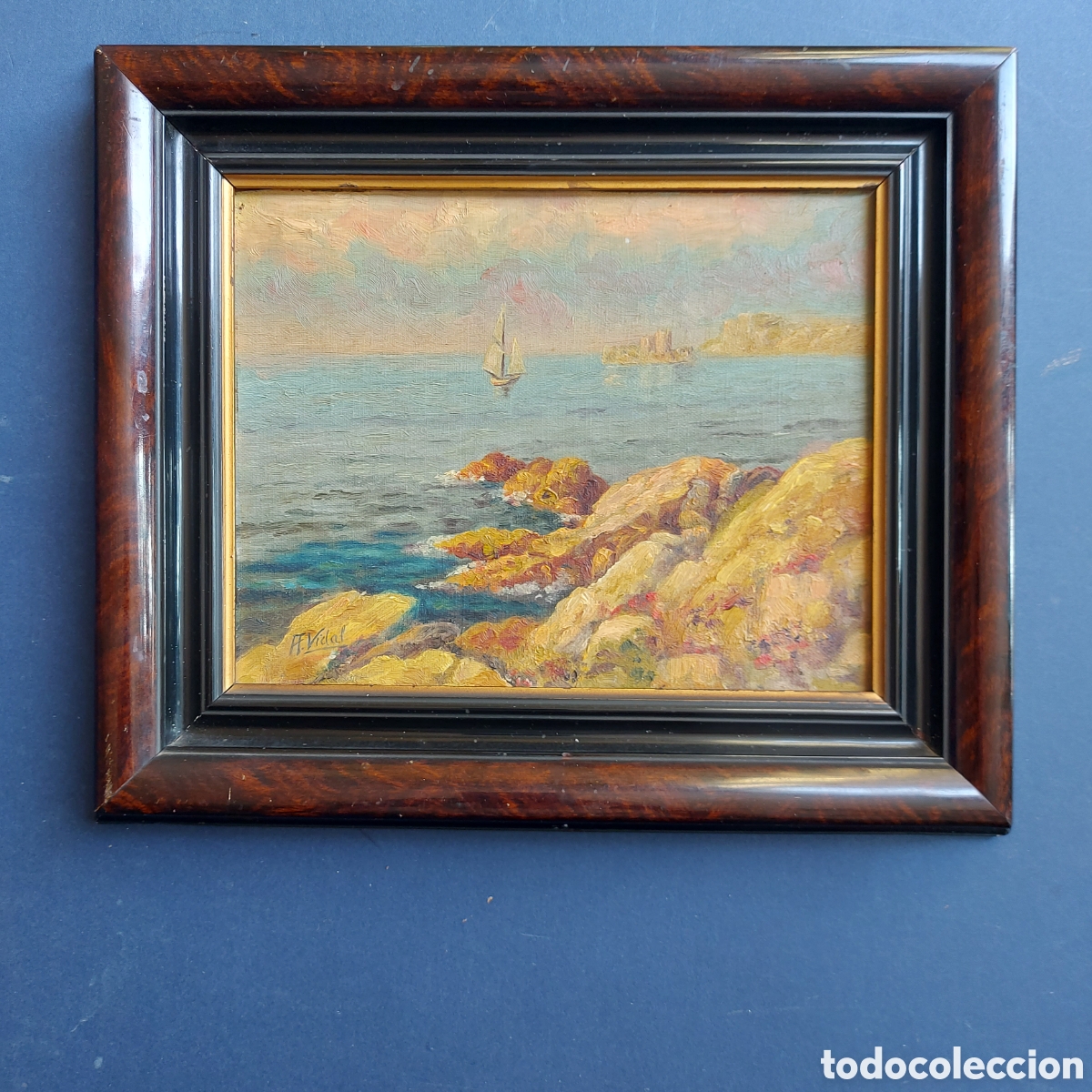 Arte: A. VIDAL PAISAJE MARINO EPOCA
