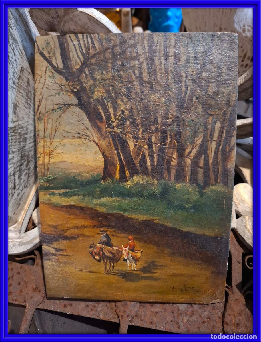 Arte: ANTIGUO CUADRO OLEO SOBRE TABLA DE PAISAJE DE CAMPO
