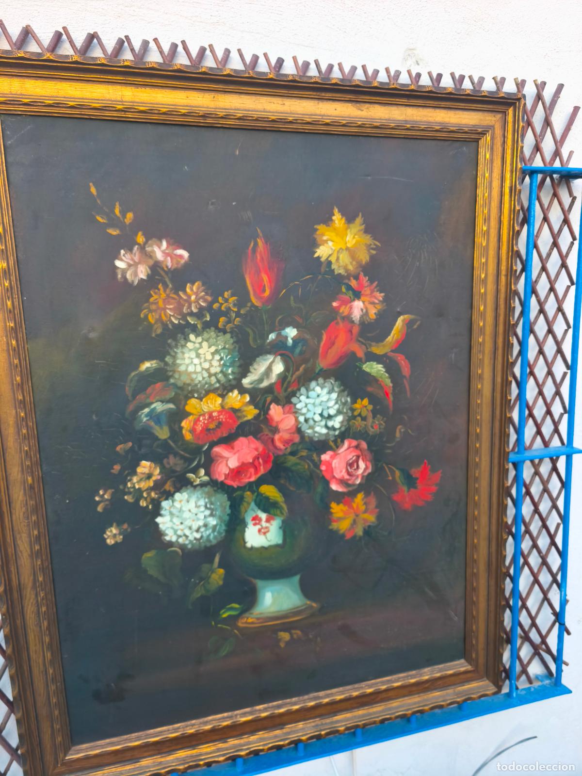 Arte: &Oacute;LEO SOBRE LIENZO ENMARCADA FLORES. - Foto 3