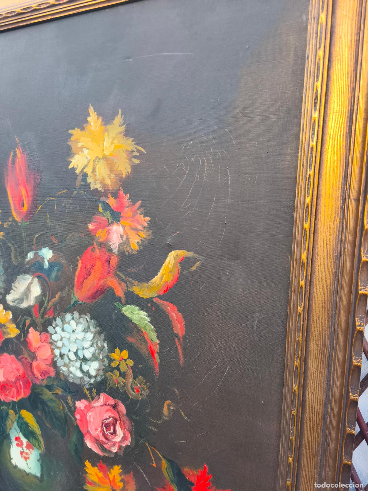 Arte: &Oacute;LEO SOBRE LIENZO ENMARCADA FLORES. - Foto 4