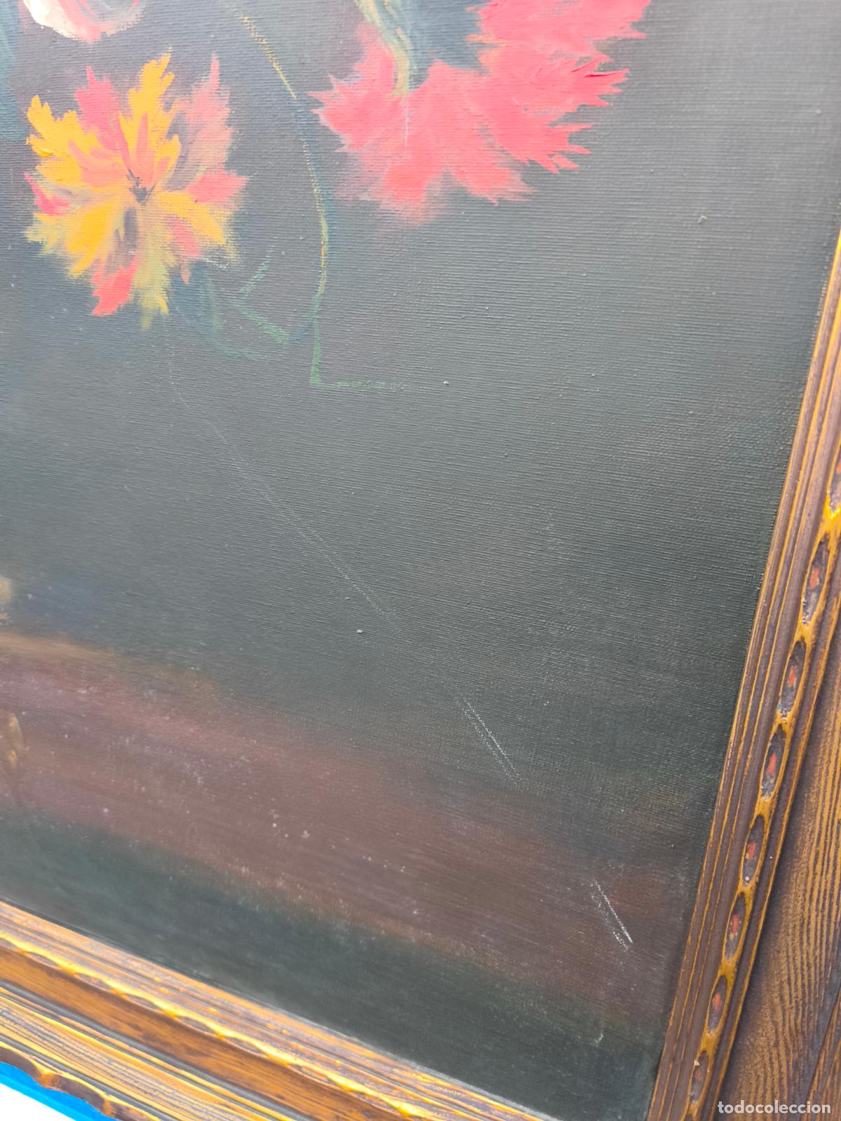 Arte: &Oacute;LEO SOBRE LIENZO ENMARCADA FLORES. - Foto 5