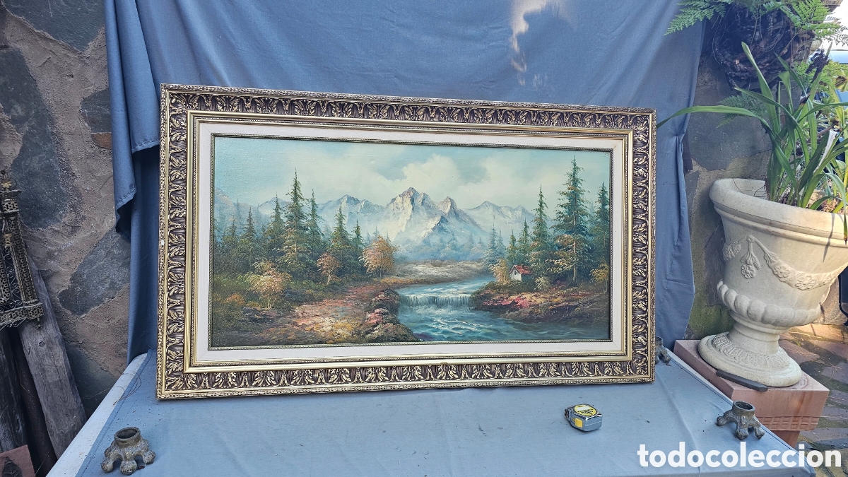 Arte: Antiguo &oacute;leo grande sobre lienzo del famoso pintor Roger Brown