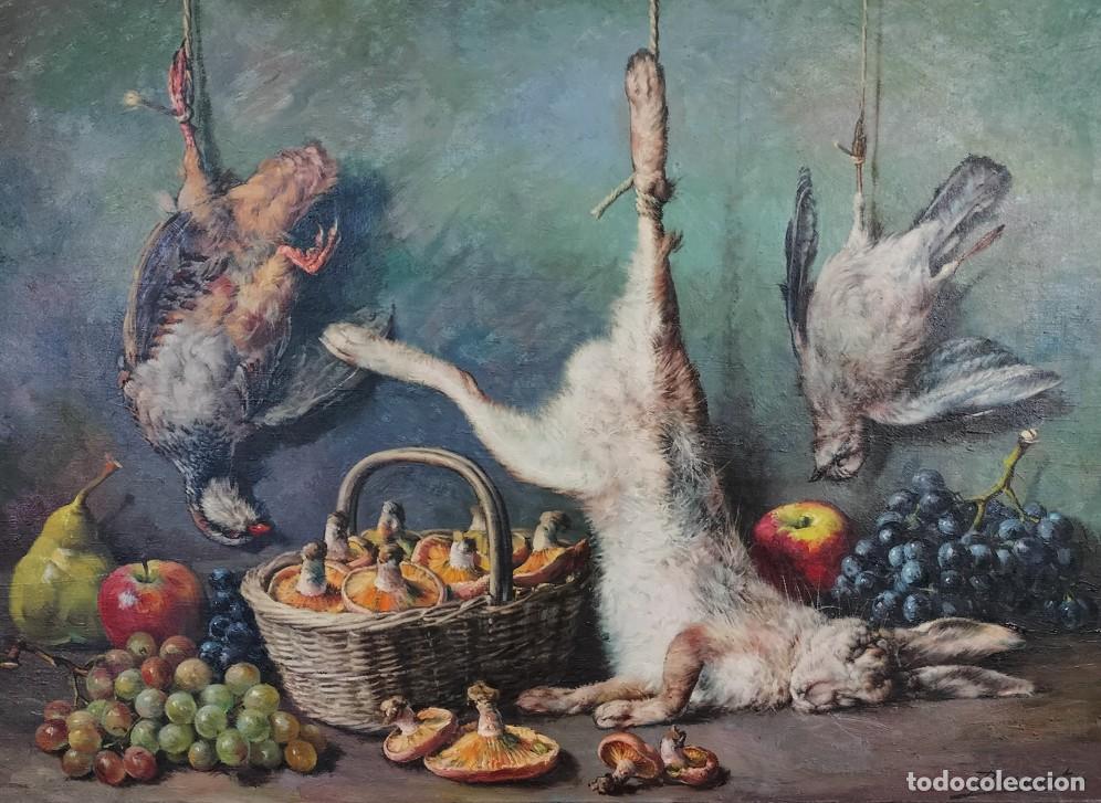 Arte: BODEG&Oacute;N CON CONEJO, AVES Y FRUTAS. FIRMADO BENAVENT. &Oacute;LEO SOBRE LIENZO. ESPA&Ntilde;A. 1967